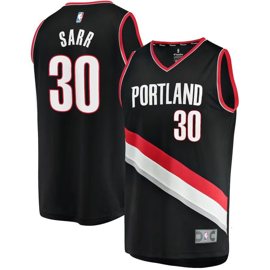 Men Portland Trail Blazers #30 Olivier Sarr Fanatics Branded Black 2022-23 Fast Break Replica Player NBA Jersey